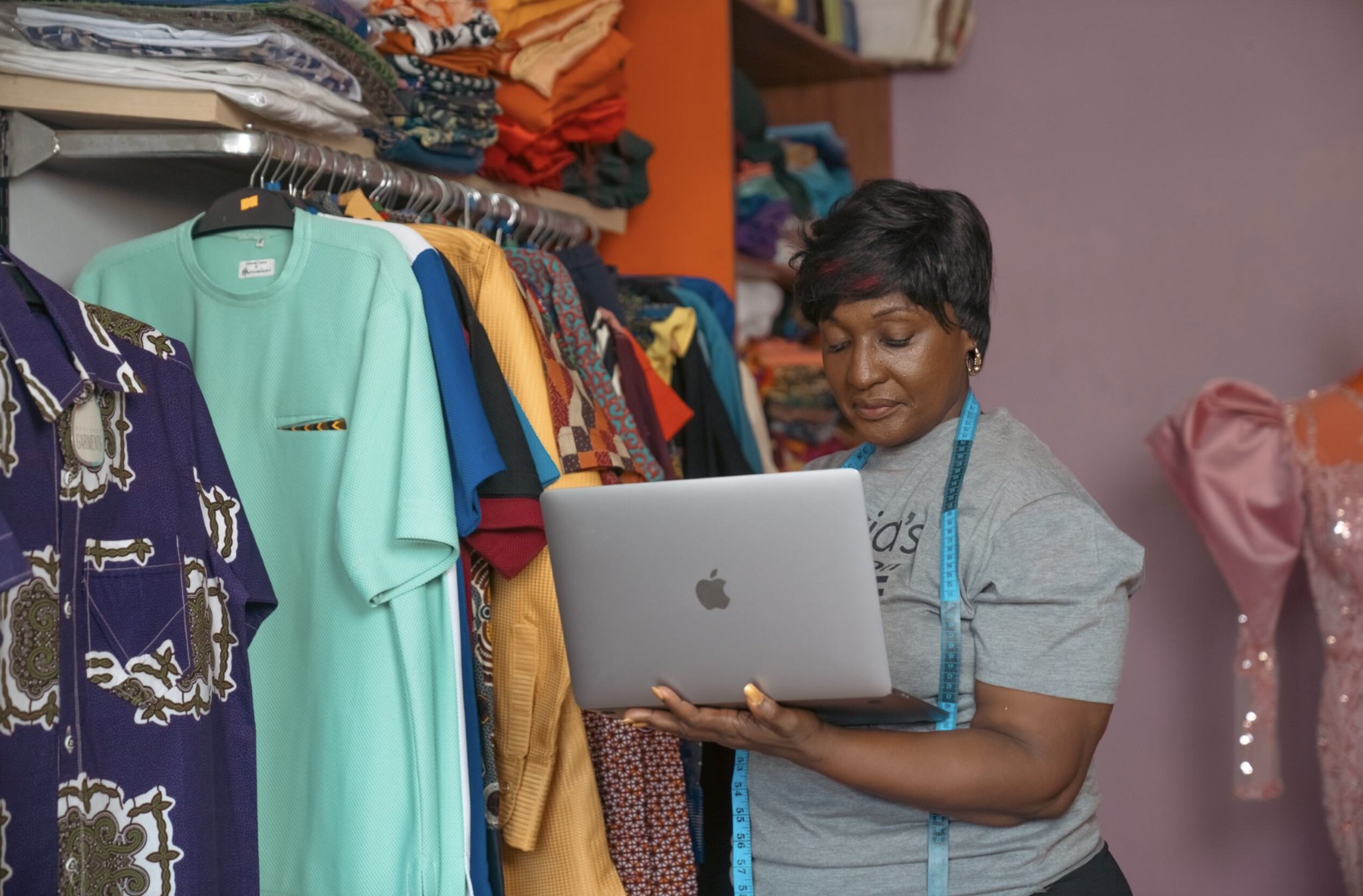 Maria Adams, owner of Maria Fashion House in Accra.