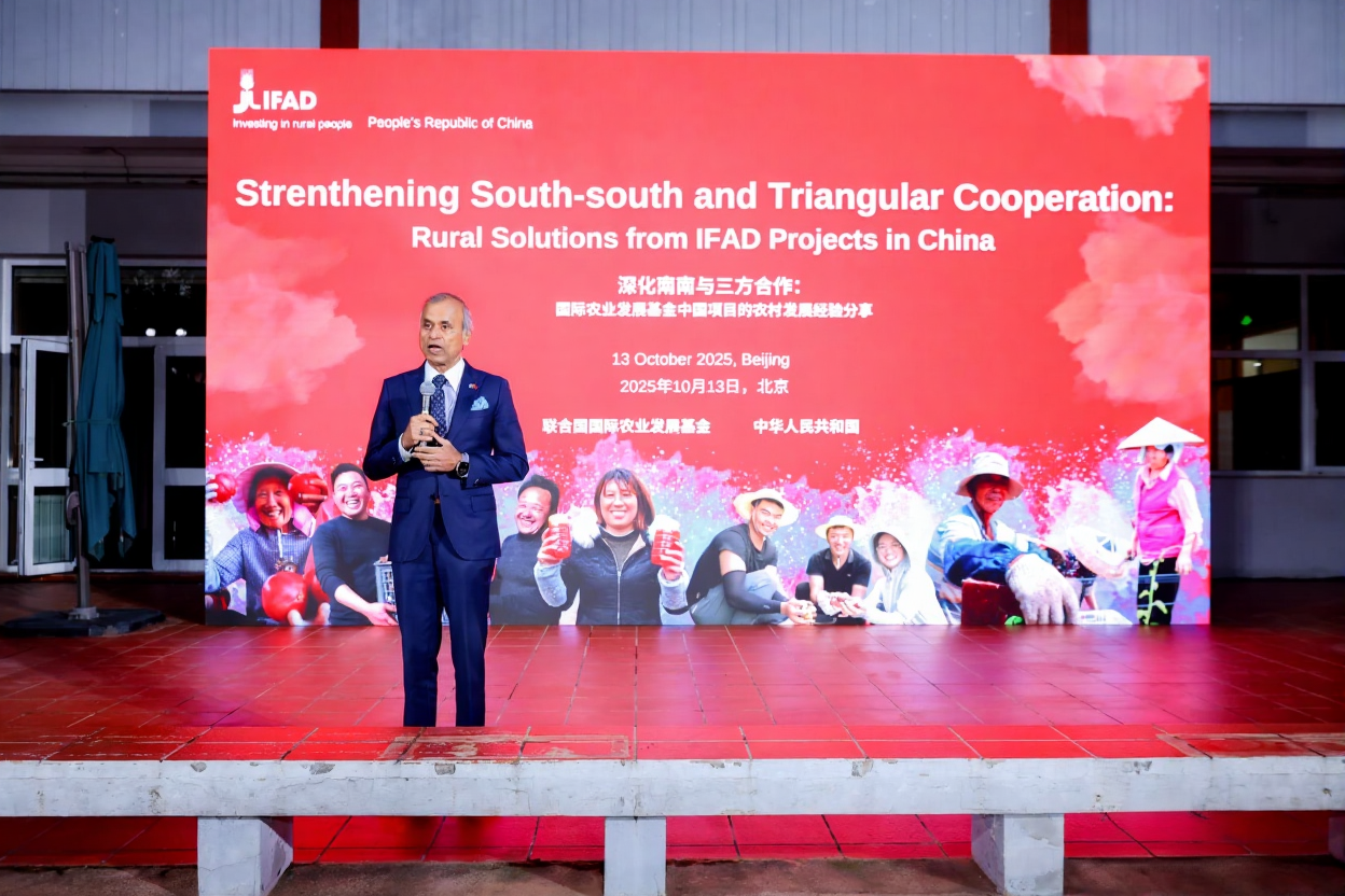 A high-level UN official speaks at a conference in China.