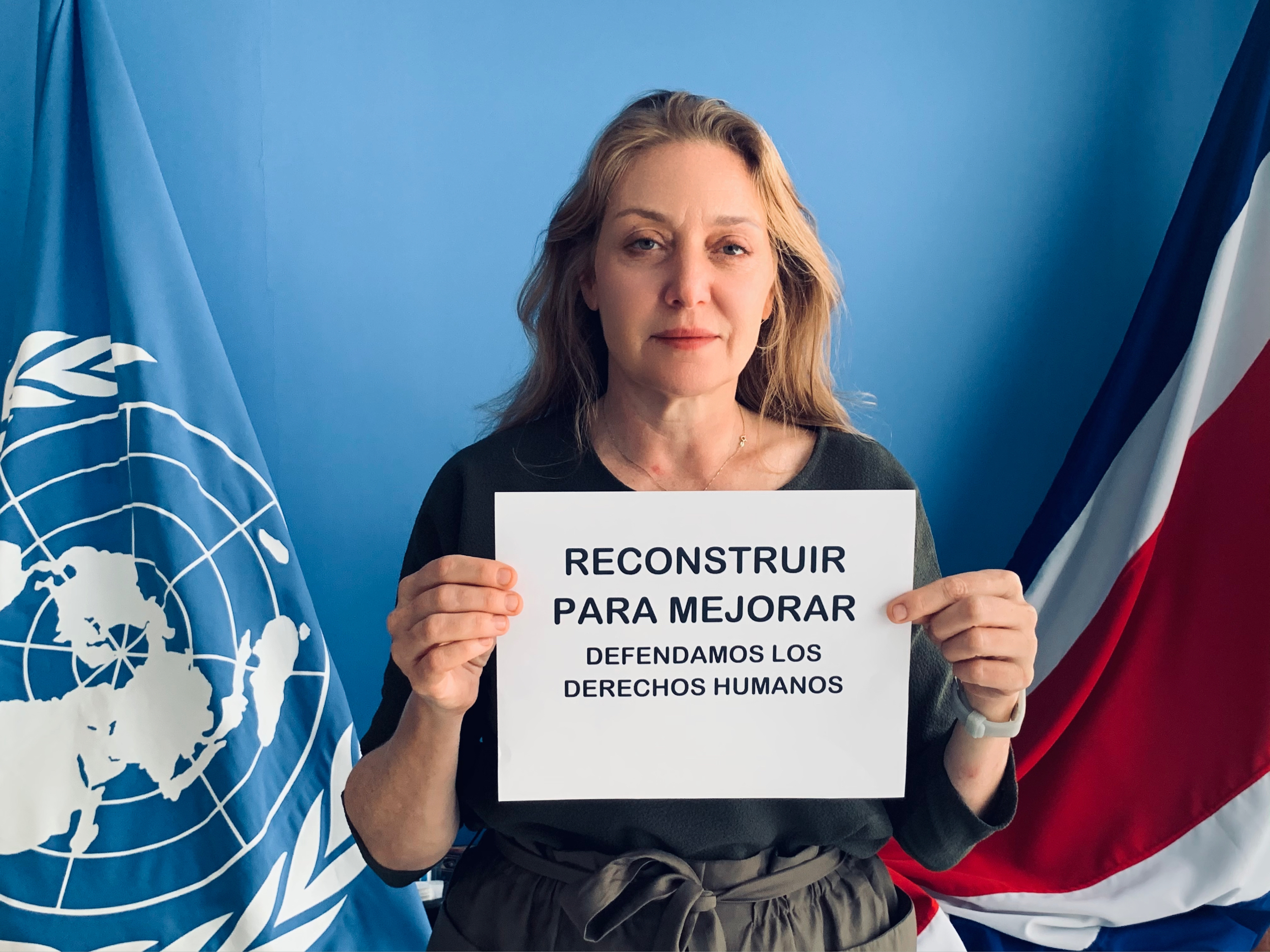 The UN Resident Coordinator in Costa Rica holds a paper advocating for better reconstruction.