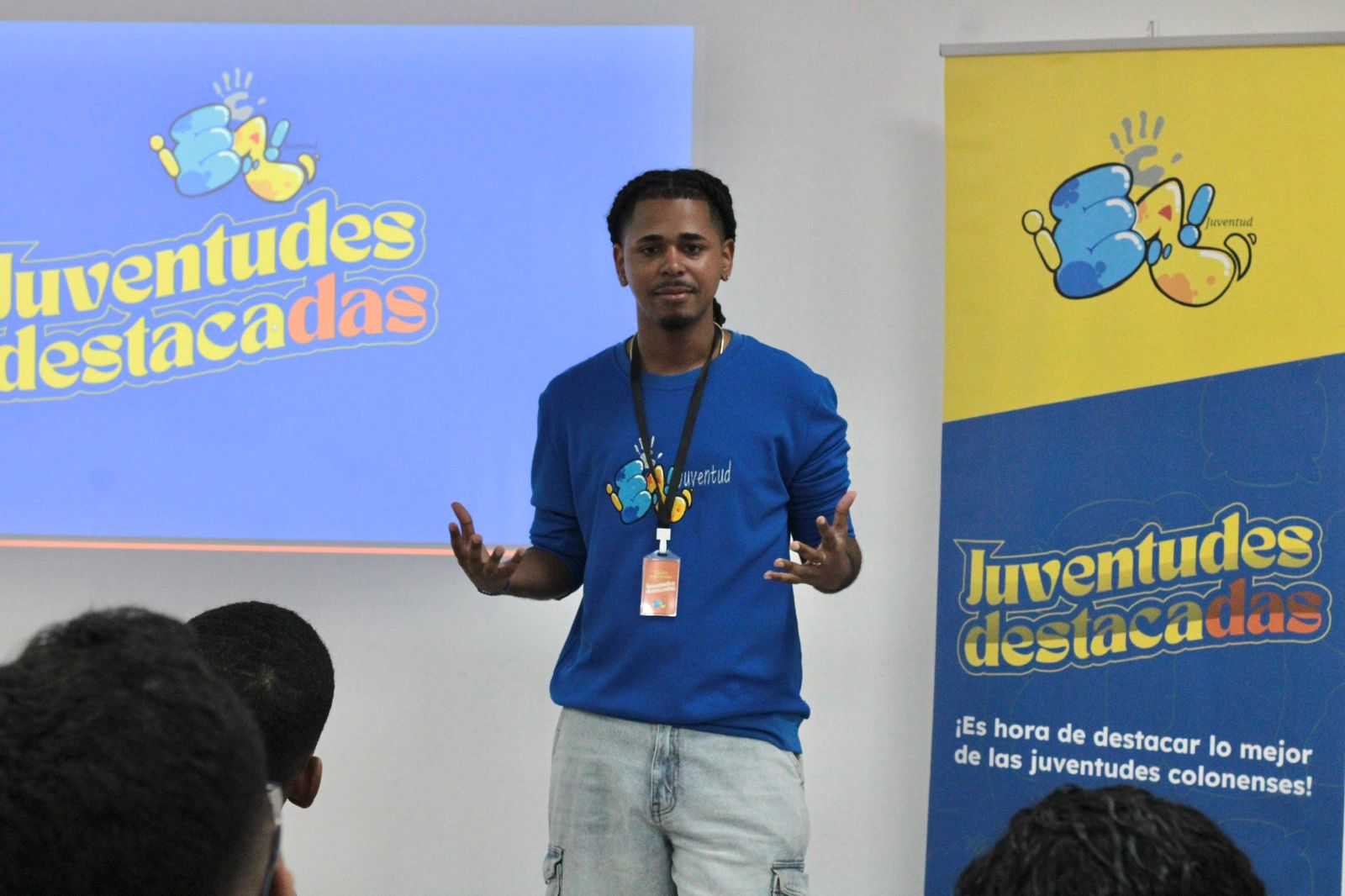 A young man delivers a speech during a youth conference in Panama.