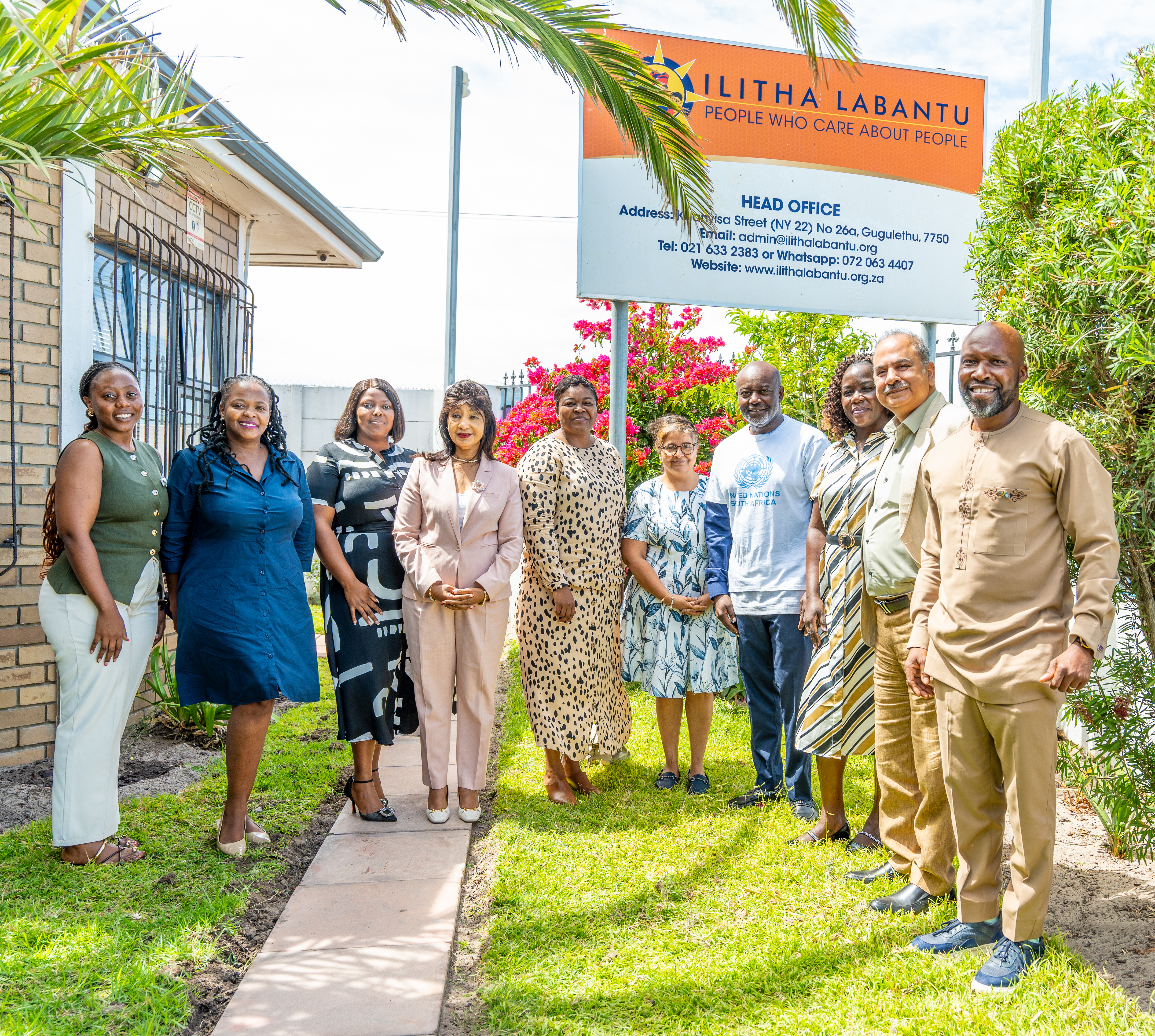 Members of the UN team in South Africa with members of a civil society organization.