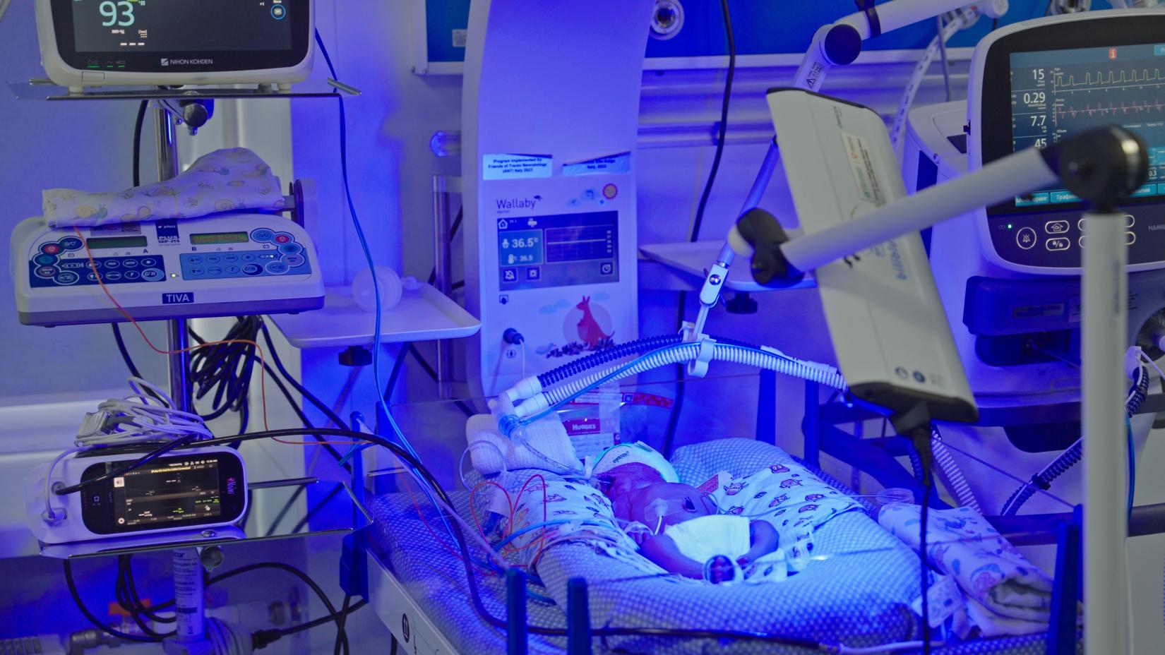 A newborn in a hospital in Ukraine.