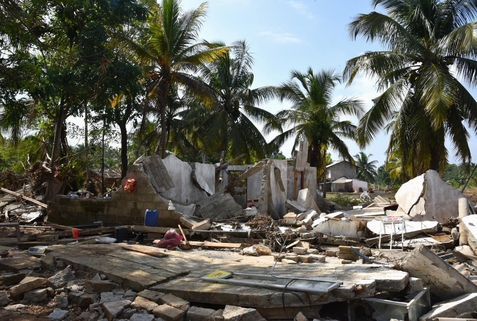 Destruction in Sri Lanka after a cyclone.