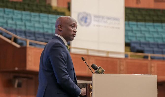 The Resident Coordinator and Humanitarian Coordinator in Pakistan delivers a speech.