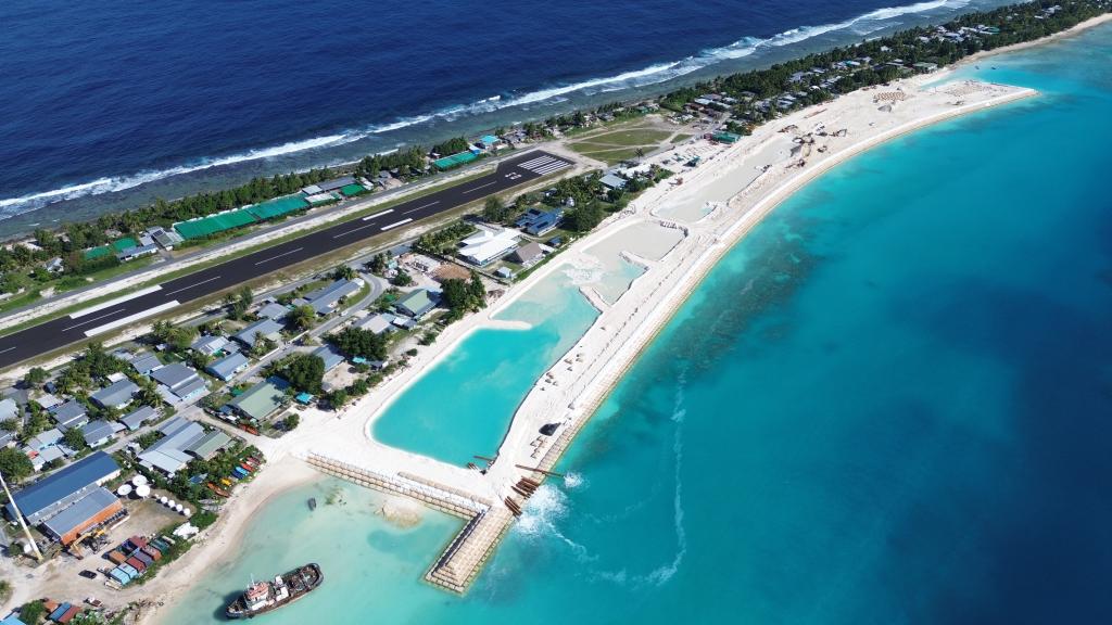 An aerial view of Tuvalu.
