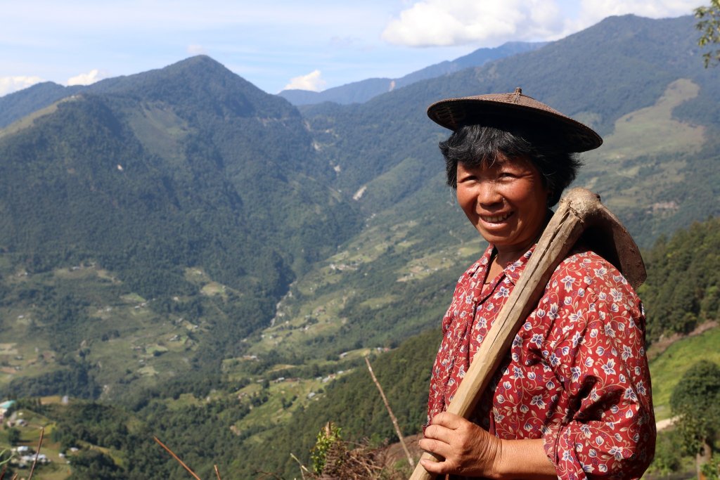 A woman farmer in Bhutan.
