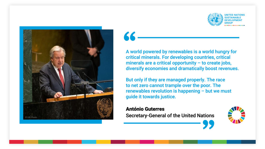 A quote card with remarks from the UN Secretary-General.