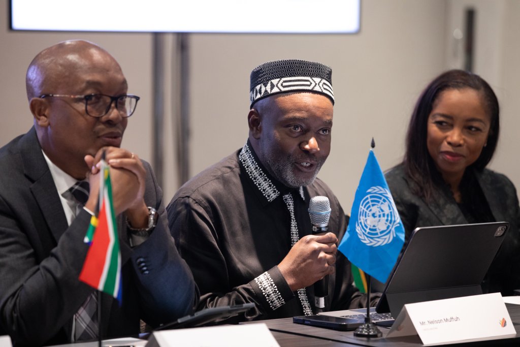 Participants during a meeting about economic opportunity in South Africa.