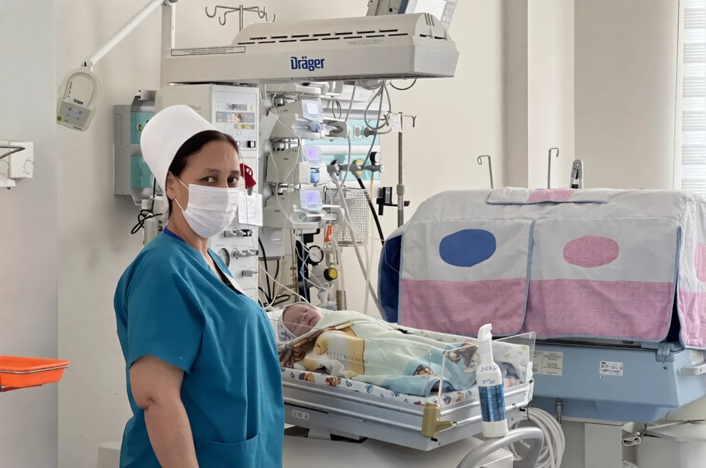 A health worker in Turkmenistan.