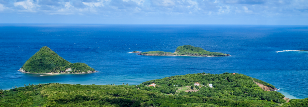 The beautiful ocean as seen from a viewpoint in Dominica.