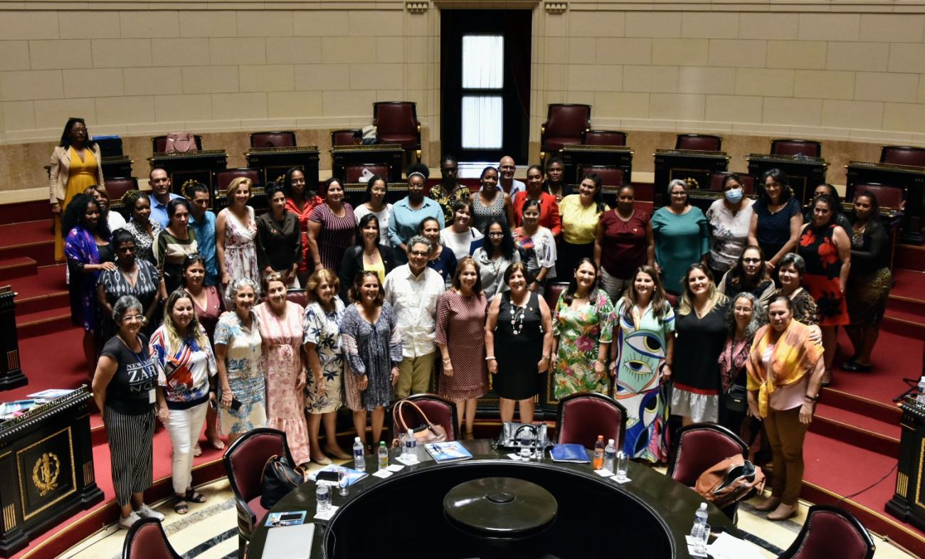 A group of women at the Cuban parliament 