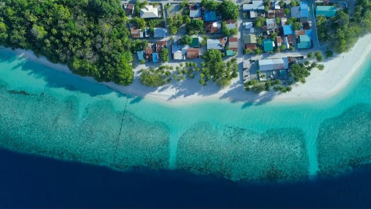An aerial view of a coastline 
