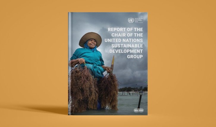 The UNSDG Chair Report placed against a yellow background.