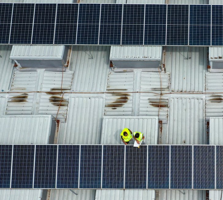 Solar panels on a rooftop in North Macedonia.