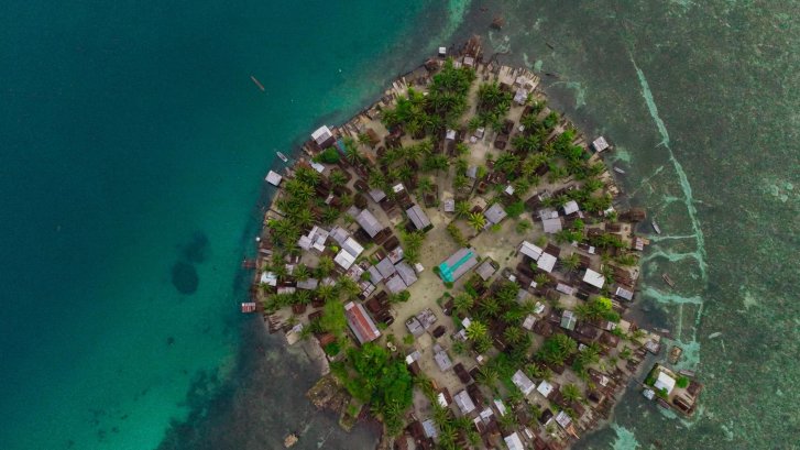 An aerial view of an island in Papua New Guinea.
