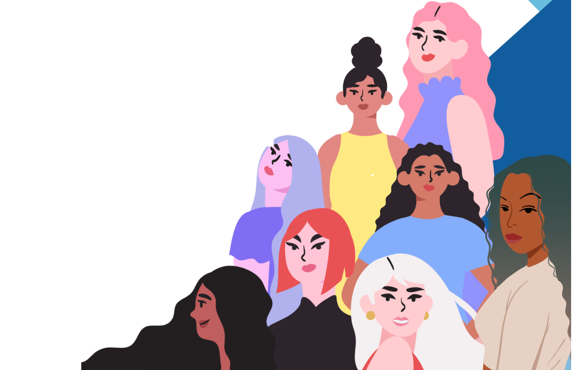 colourful infographic of different women against a white background 